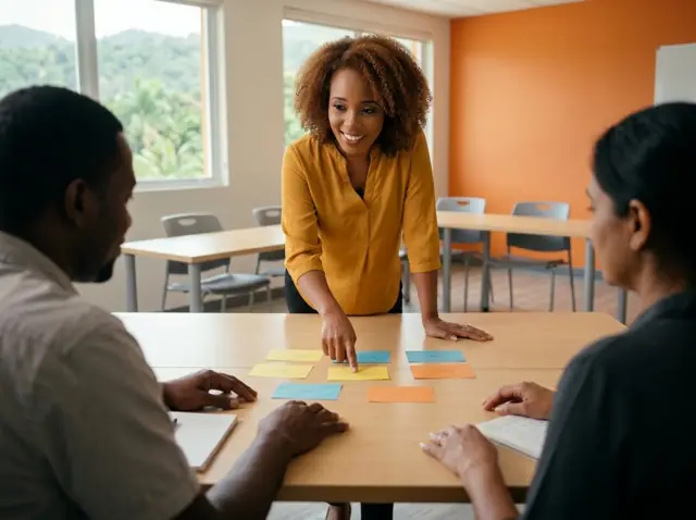 Danielle guiding teachers through a card-sorting activity