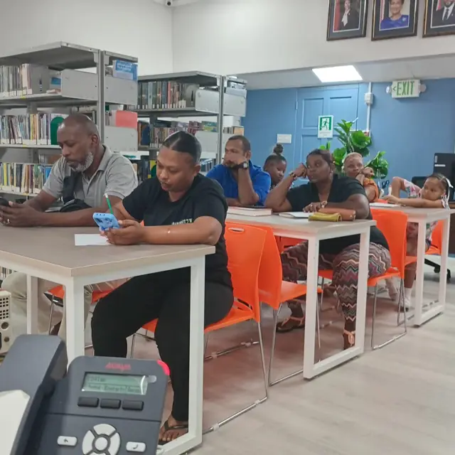 Parents and caregivers at a session in the library
